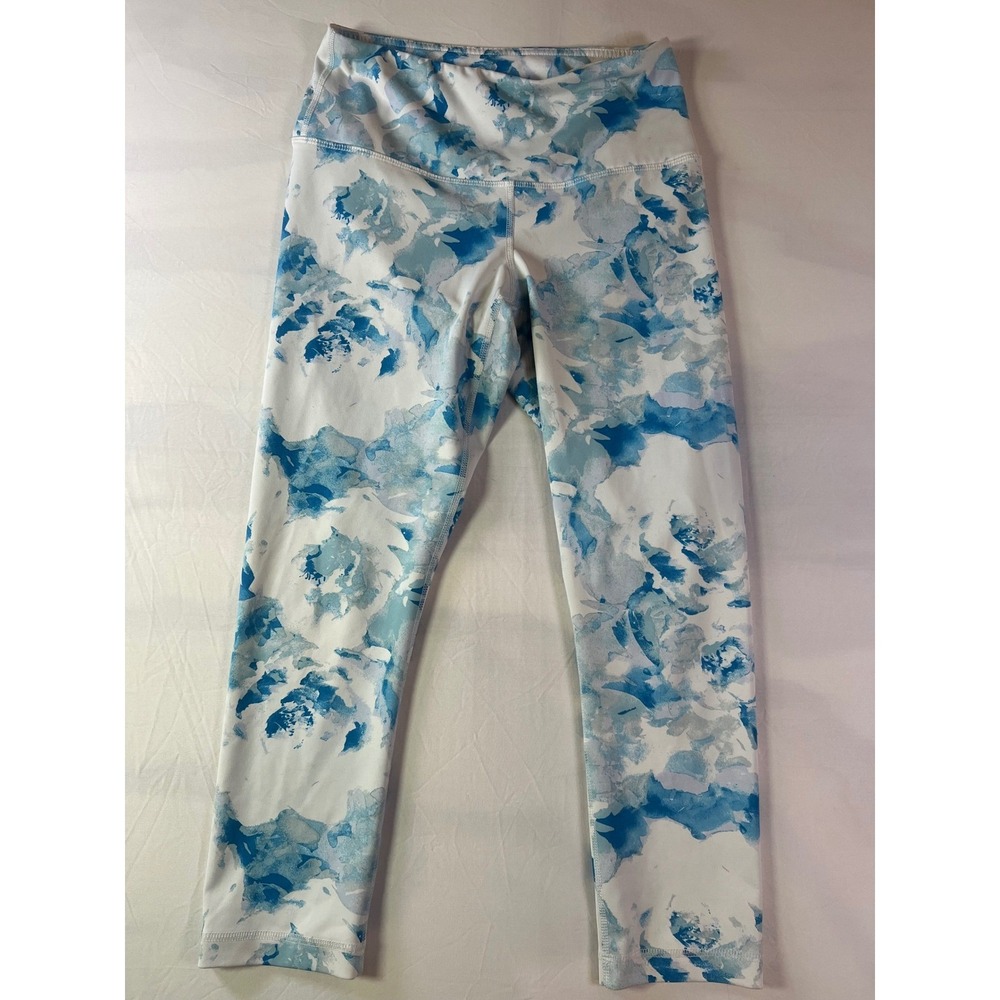 Velocity Activewear‎ Blue White Floral Print Athletic Leggings Size S